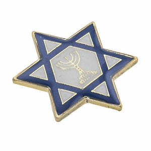 New Design Star Of David & Menorah LAPEL PIN Judaica Jewiah Messianic Gift From Israel