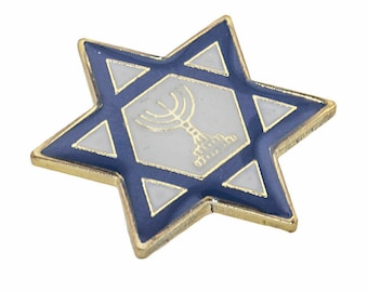 New Design Star Of David & Menorah LAPEL PIN Judaica Jewiah Messianic Gift From Israel