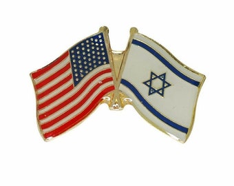 Israel USA Friendship Flag Enamel Badge Lapel Pin Israel United States Gift