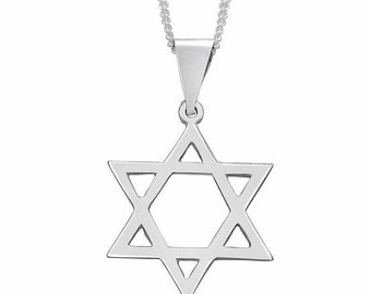 Colgante clásico de la Estrella de David judía de plata 925/Magen David - Collar de regalo de Israel Judaica