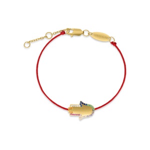 Boze oog RODE DRAAD Dunne zijden armband met zilveren 925 en 18k gouden hand HAMSA Kabbalah-bedel veelkleurige hanger + zegenkaart westelijke muur