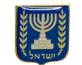 Brandneue Israel State Blazon Emaille Abzeichen Anstecknadel Israel Menorah Olivenzweig Jejuda Geschenk