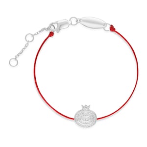 Silver 925 & Genuine Silk Thread POMEGRANATE Swarovski FERTILITY Bracelet With Extension From The Western Wall In Jerusalem