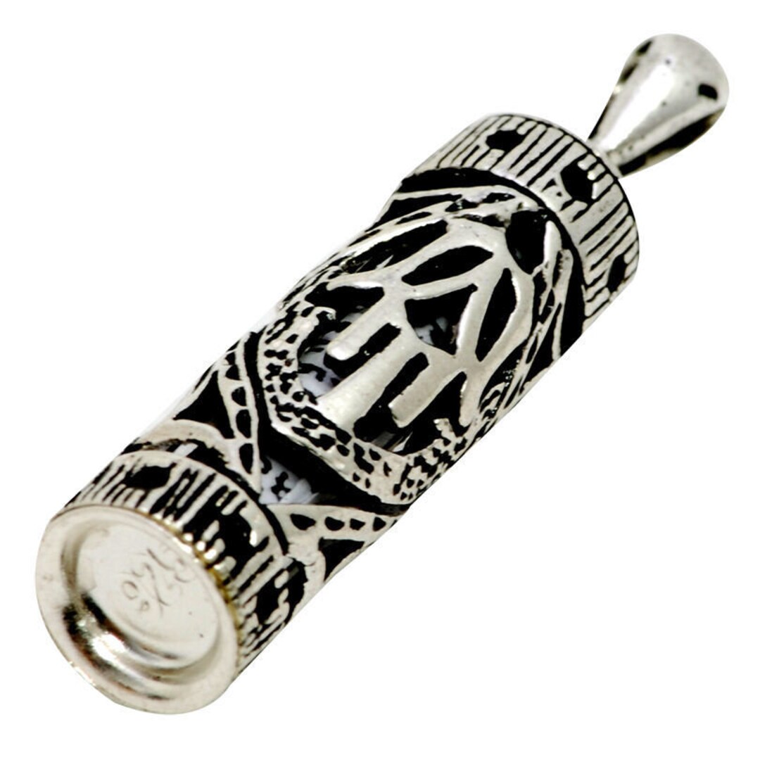 Silver 925 HAND HAMSA Mezuzah and Shema Israel Scroll Lucky Hamsa Evil