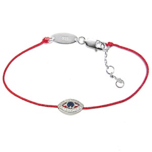 Evil Eye Roter Faden Dünnes Seidenarmband mit Sterling Silber 925 Eye Kabbalah Charm Anhänger + Segenskarte Von der Western Wall
