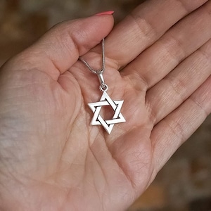 Silver 925 KING DAVID SHIELD Jewish Star Of David Pendant Magen David -  Israel Jerusalem Hand Made Bar Mitzvah Necklace