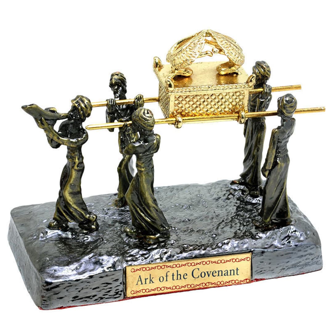 Custom Engraved Bronze Plated Ark of the Covenant With Carriers Jewish