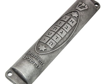 Custom Engrave Vintage Pewter DOOR MEZUZAH With Famous Jewish