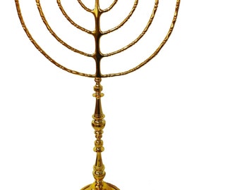 Personalized Brass Copper Hand Made Authentic EXTRA LARGE 32 Inch / 80 cm Hanukkah Candle Holder With 9 Branches Israel hanukkiah Jerusalem