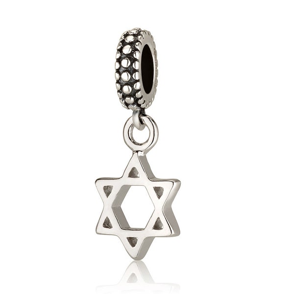 Silver 925 FALLING CHARM Of Jewish Star Of David Kabbalah Charm For Bracelet Or Necklace Israel Judaica Gift