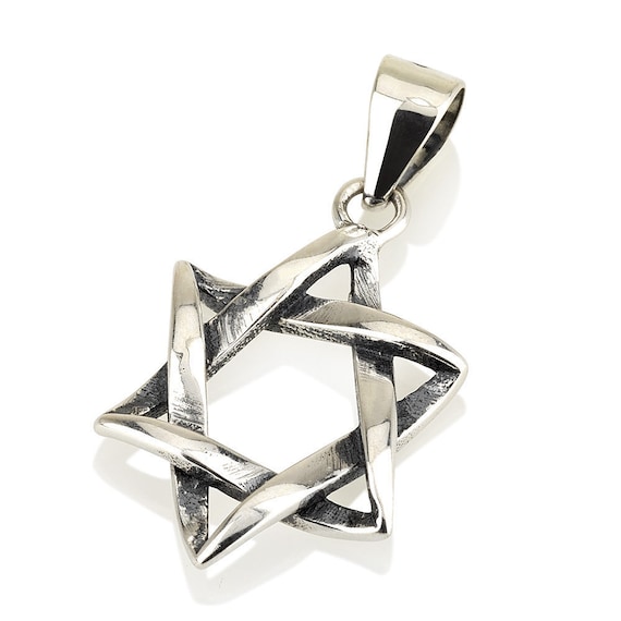 Collana con ciondolo a forma di stella di David/Magen David, in argento 925 autentico e vintage - Regalo giudaico israeliano - Italia