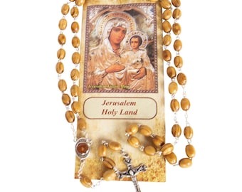 Genuine Real Blessed Olive Wood Rosary With Jerusalem Soil From Holy Sepulchre