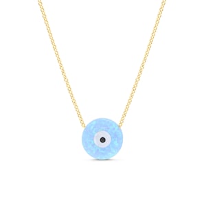 Silver 925 / 18K Gold Chain With Genuine Opal Eye & Hamsa Hand Kabbalah Judaica Necklace