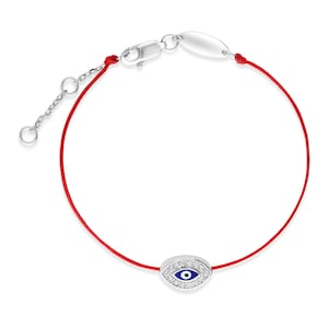 Silver 925 & Genuine Silk Thread EVIL EYE Swarovski Bracelet With Extension From The Western Wall In Jerusalem