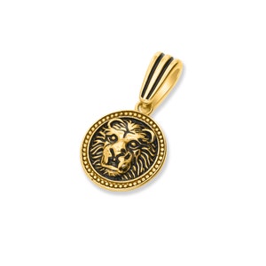 18K Gold Filled Geprägter LÖWE VON JUDAH Runder Anhänger & Kette Israel Halskette Geschenk aus Jerusalem