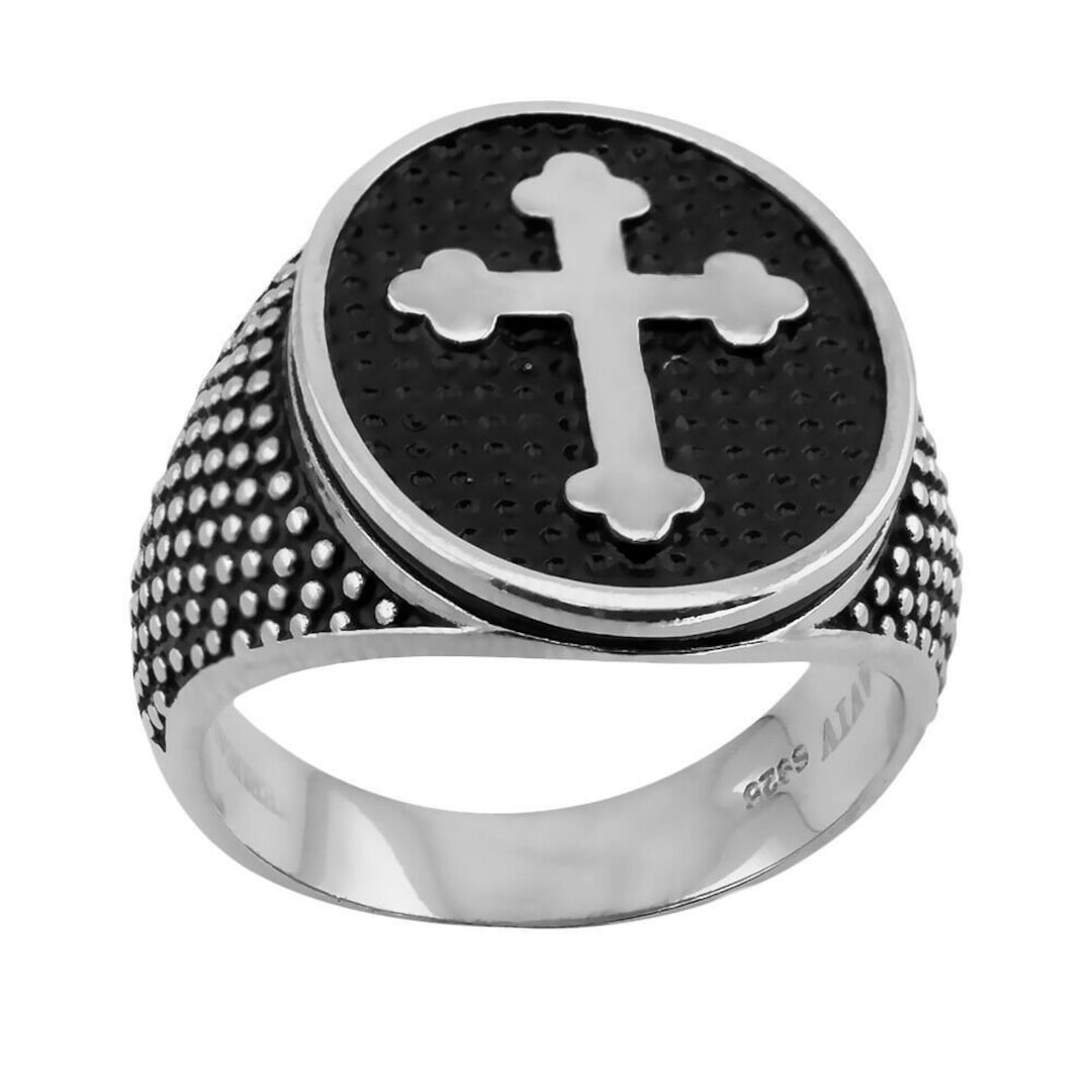 PERSONALIZED Silver 925 Massive Ring With Cross Jerusalem Holy Land ...