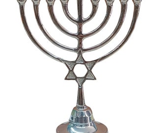 Custom Engraved White Copper CHANUKIA Hanukkah Menorah 9 Branch VINTAGE Candle Holder With Star Of David For Oil / Candles + Your Engraving