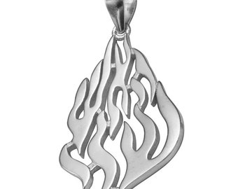 Silver 925 "HaEsh Sheli" Flamed Letters MY FIRE Jewish Breslev Pendant Necklace Israel Judaica Gift