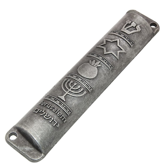 Custom Engrave Vintage Pewter DOOR MEZUZAH With Famous Jewish