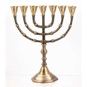Custom Engraved Antique Copper SEVEN BRANCH MENORAH 10 Inch Or 12 Inch Height 7 Branches Vintage Large Candle Holder From Israel