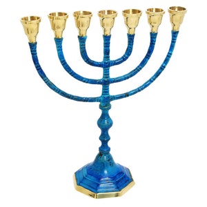 Custom Engrave Brass Copper Antique Replica 12 Inch / 30 cm Vintage PATENA Temple Menorah Candle Holder Israel Judaica Gift + Your Engraving