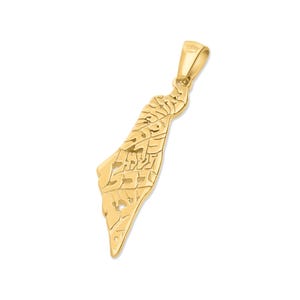 ISRAL KAART Territorium 18K gold-Filled hanger met zegen voor onderweg Gepersonaliseerde Israël cadeau beloofd land ketting
