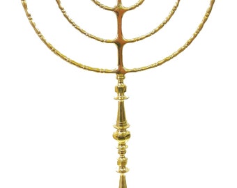 Custom Engraved Brass Copper Seven Branch EXTRA HIGH MENORAH 52 Inch / 1.35 Meters Height For Carry Oil Glasses / Candles Judaica Gift