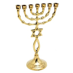 Custom Engraved GRAFTED IN MESSIANIC Brass Copper Seven Branches 7 Inch / 18 cm Height Israel Menorah Gift From Jerualem + Your Engraving