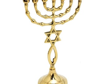 Custom Engraved GRAFTED IN MESSIANIC Brass Copper Seven Branches 7 Inch / 18 cm Height Israel Menorah Gift From Jerualem + Your Engraving