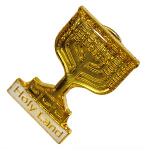 Israel Golden Kenesset Menorah Blazon Holyland Enamel Badge lapel PIN Judaica