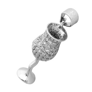 Silver 925 KIDDUSH CUP Stunning Pendant With Cubic Zirconia - Judaica Passover Decor Necklace Gift