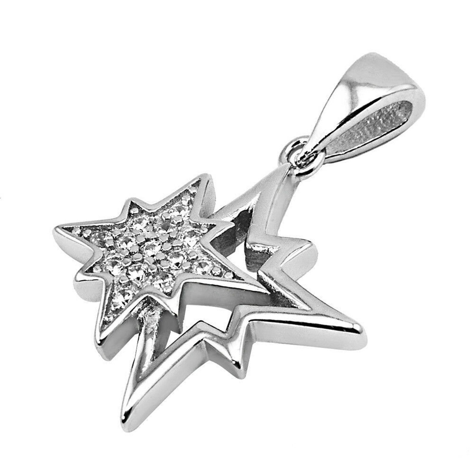 Silver 925 STAR OF BETHLEHEM Swarovski Stones Double Pendant | Etsy