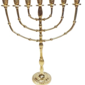 Custom Engraved Brass Copper 15 Inch Height EXTRA LARGE Israel vintage Judaica Menorah Candle Holder Israel Art