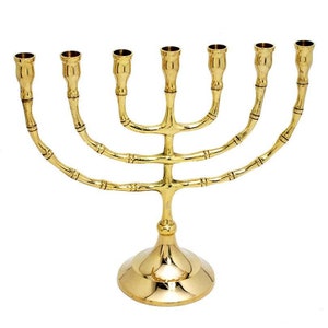 Custom Engrave Brass Copper ISRAEL MENORAH Classic Shape 9 Inch Height Seven Branch High Quality Vintage Candle Holder Gift + Your Engraving
