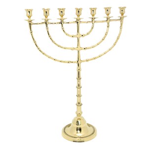 Personalized Brass Copper JUMBO SIZE Authentic XXL 22 Inch / 55 cm Seven Branches Israel Menorah Art Vintage Candle Holder + Free Engraving