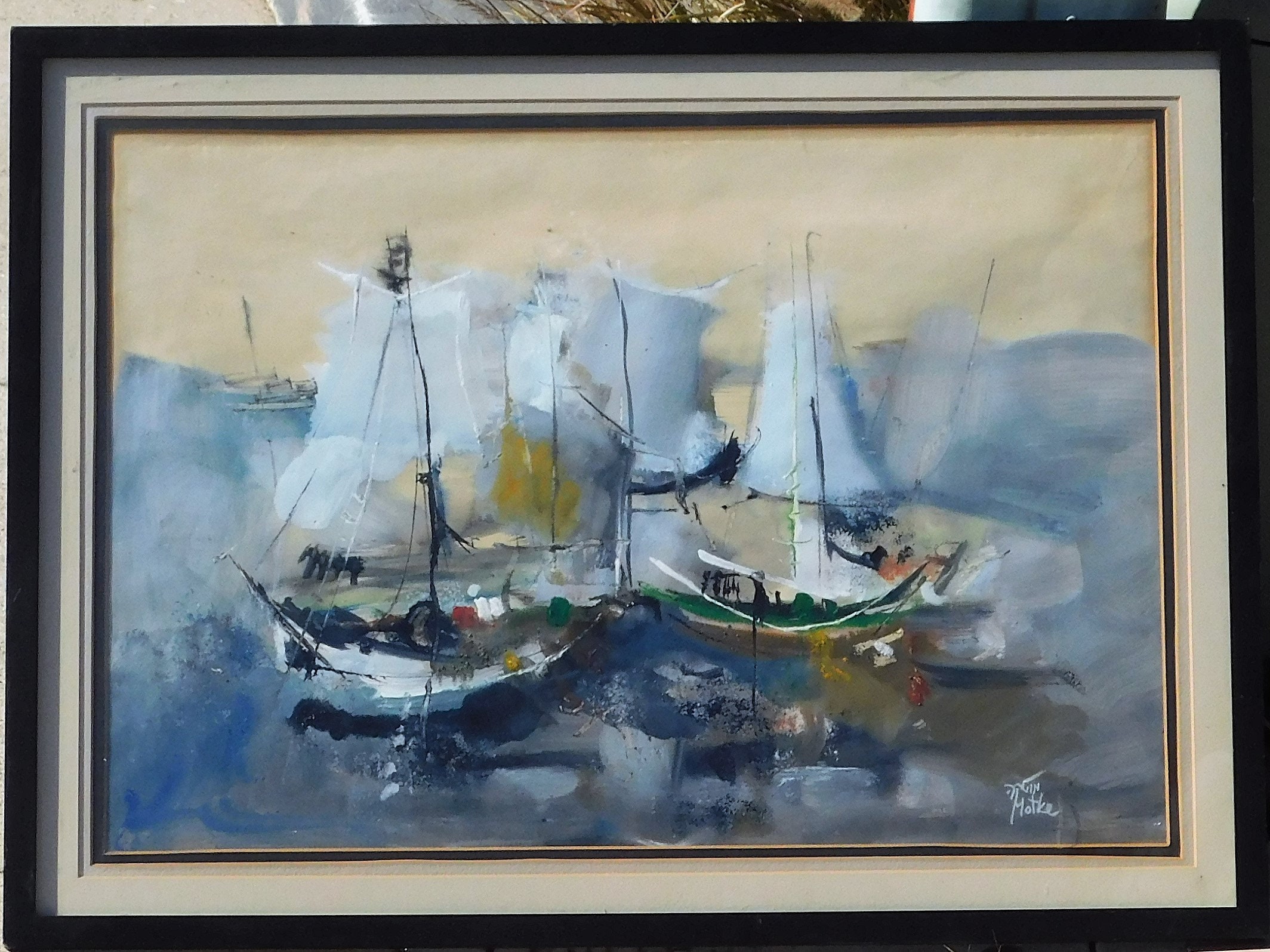 Motke Blum, noted Israeli artist, oil/mixed media 27 x 19