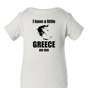 I have a little Greece on me baby bodysuit, Greek baby clothes, Greek infant bodysuit, Greece baby gift image 1