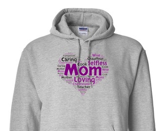 Mom heart hoodie, Cute Mom Sweatshirt, Mother's Day Gift, Mom Birthday Gift