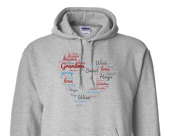 Grandma with heart hoodie, Cute Grandma Sweatshirt, Grandma Mother's Day Gift, Grandma Birthday Gift