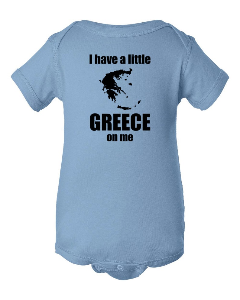 I have a little Greece on me baby bodysuit, Greek baby clothes, Greek infant bodysuit, Greece baby gift image 3