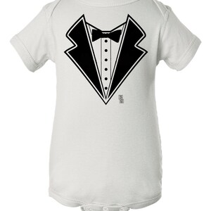 Tuxedo Bodysuit, Tie Bodysuit, Bodysuit with Tie Printed, Ring Bearer Toddler Bodysuit, Ring Bearer Baby Clothes, Cute Baby Boy Tie Bodysuit