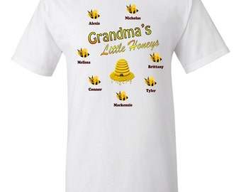 Grandma Shirt, Grandma's Little Honey's Shirt, Custom Made Grandma Shirt, Custom Grandma Shirt, Grandma Birthday, Grandma Shirt Kids Names