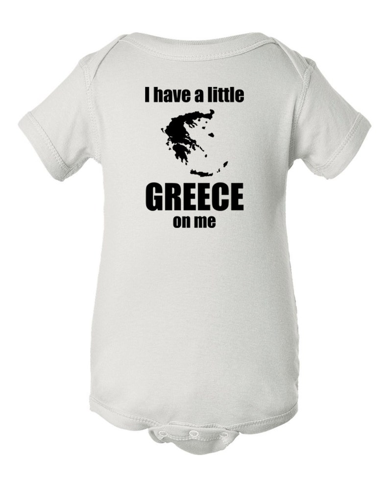 I have a little Greece on me baby bodysuit, Greek baby clothes, Greek infant bodysuit, Greece baby gift image 1