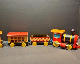 Vintage 1963 Huffy Puffy Wooden Train Cars Fisher Price #999 - Etsy