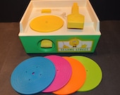 1985 Fisher Price Sesame Street Music Box Record Player with 4 Records