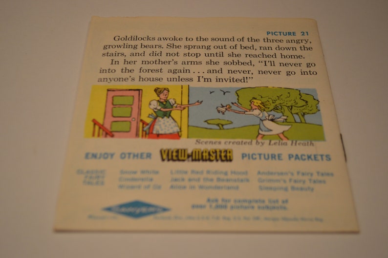 Vintage B317 1963 Goldilocks and the Three Bears GAF View Master Reels ...