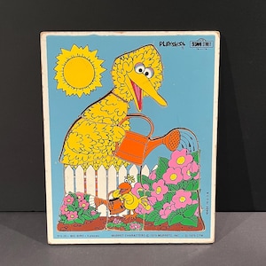 Vintage Playskool Sesame Street Big Bird Wood Tray Puzzle 315-20