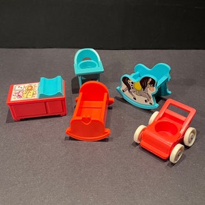 Vintage Fisher Little People Nursery Furniture-5 Pieces-Set D