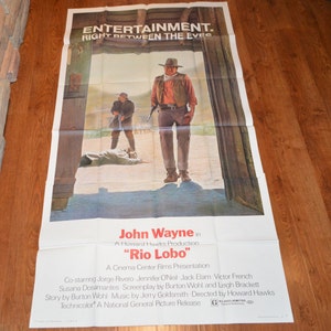 Original 1971 John Wayne y Jack Elam "Rio Lobo" Póster de película de tres hojas 41 x 80