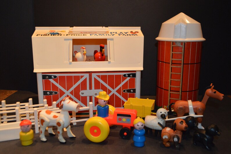 1970 S Fisher Price Play Family Farm And Silo Etsy